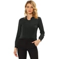 thumbnail image 1 of INSPIRE CHIC Blusa de gasa sólida de manga larga para oficina de trabajo para mujer Negro XL, 1 of 4