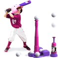 thumbnail image 1 of Set de juguetes de béisbol QDRAGON 2 en 1 T Ball para niños de 3 a 8 años, color rosa, 1 of 8
