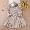 thumbnail image 4 of KkSLirnhs Infant Girls Clothes New Printed Long Sleeve Floral Pattern Round Neck Long SleevedDress Brown 100, 4 of 8