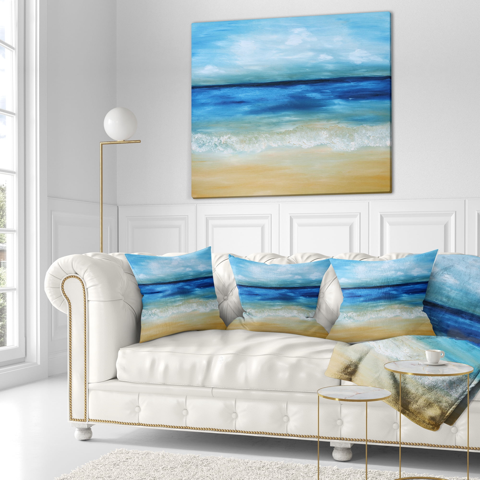 Designart Warm Tropical Sea and Beach - Seascape Throw Pillow - 18x18