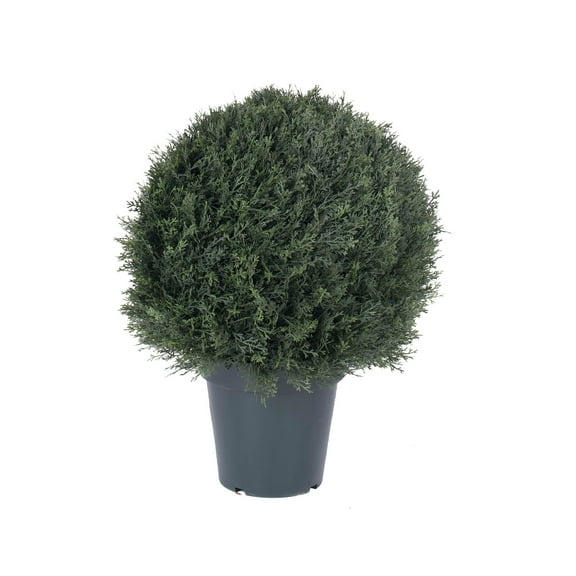 Vickerman 20" Artificial UV Resistant Pond Cypress Topiary in Two Tone Green Pot.