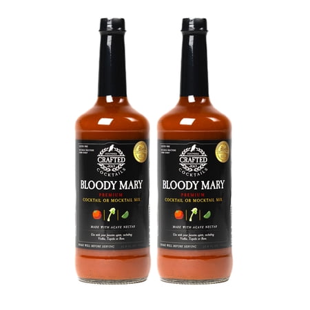 Crafted Cocktails Bloody Mary Mix, 32 fl oz, 2 Pack | Gold Medal Winning Recipe | Tomato, Horseradish, Worcestershire & Spices | 50 Calories per Serving