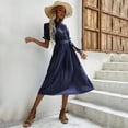 thumbnail image 6 of Sngxgn Women's Crew Neck Lounge Long Dress Elegant Long Sleeve Ribbed Bodycon Maxi Dresses(Blue,L), 6 of 9