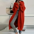 thumbnail image 2 of Stichou Womens Long Cardigan Sweater Fall Chunky Knit Oversized Open Front Warm Coats Casual Duster Coat with Pockets Red XL, 2 of 4