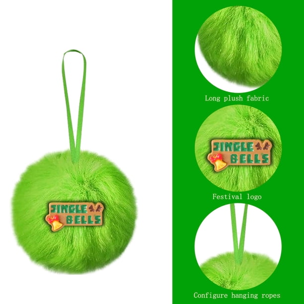 Adornos colgantes para árbol de Navidad, bolas de imitación peludas con cinta, decoraciones para fiestas