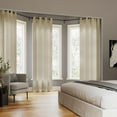 thumbnail image 5 of Archaeo Slub Textured Linen Blend Black Grommet Top Curtain, 52"x63", Sand, 5 of 7