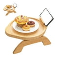 thumbnail image 4 of Couch Tray Burlywood Bamboo Folding Sofa Arm Clip Table for Snack Home Dormitory Round, 4 of 12