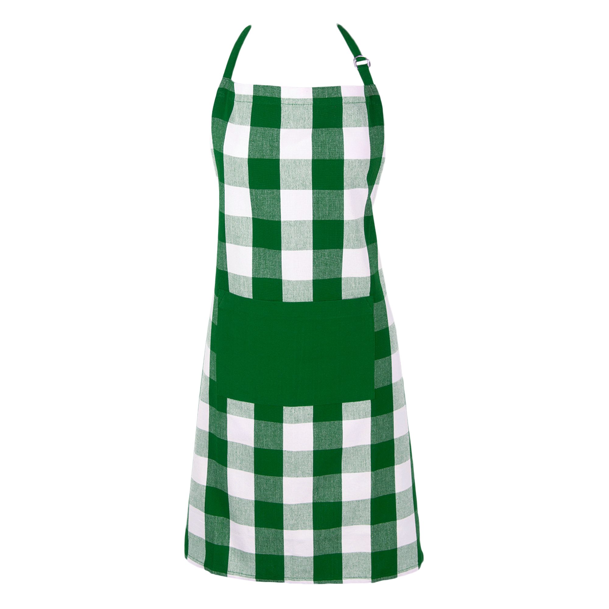 32" Green and White Checkered Chef Apron with Front Pocket Walmart