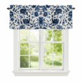 thumbnail image 2 of Dark Blue Floral Window Valance for Kitchen, Vintage Flower Leaf Blossom Nostalgia Texture Rod Pocket Short Curtain for Small Windows, Light Filtering Decorative Valance, 60 x 14 Inch, 1 Panel, 2 of 9