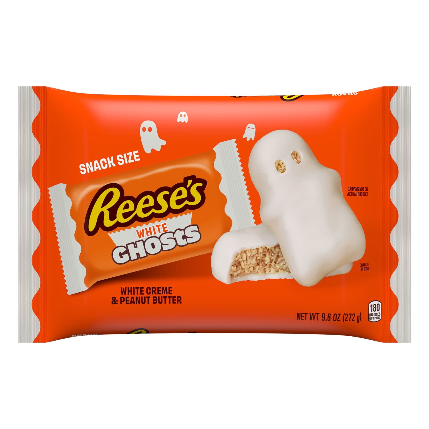 Reese's White Creme Snack Size Peanut Butter Ghosts Halloween Candy, Bag 9.6 oz