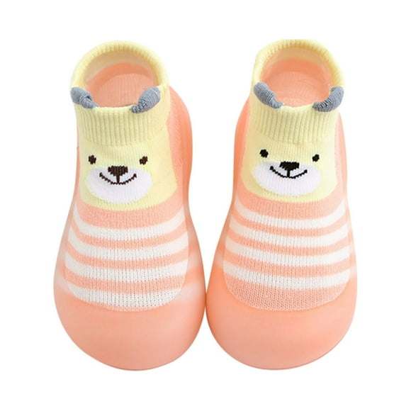 PMVFHDE Kids Sneakers Children Todller Shoes Baby Boys And Girls Non Flat Socks Shoes Lightweight Comfortable Cute Cartoon Bear Pattern Baby Sneakers Pink,18-24 Months