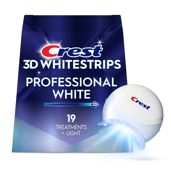 Crest Teeth Whitening Kit, 3D Whitestrips Professional White with Light At-home Teeth Whitening Kit, 19 Treatments, 32 Levels Whiter