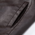 thumbnail image 5 of Men's PU Leather Jacket Youth Hooded Motorcycle Suit Casual Jacket Coat, 5 of 11