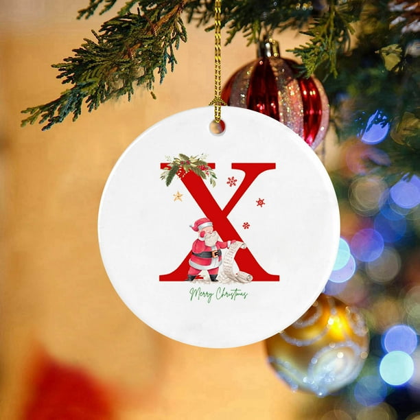 Xihbxyly Oferta Del Dia Adorno Colgante Redondo de Acrílico con 26 Letras de Papá Noel para Coche, Accesorio para Colgar En Las Fiestas