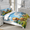 thumbnail image 3 of TeasBank 3D Print Cartoon Dinosaur Twin Duvet Cover Set for Teens Adult Nature Blue Sky and White Clouds Comforter Cover with 2 Pillowcases Animal Theme Room Decor, 3 of 4
