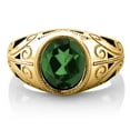thumbnail image 3 of Gem Stone King 4.00 Ct Oval Green Mystic Quartz 18K Yellow Gold Plated Silver Men's Ring, 3 of 5