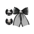 thumbnail image 3 of INSPIRE CHIC Broche de mujer Clip Malla Flor Perlas Rhinestone Color Sólido Lazo Negro, 3 of 5