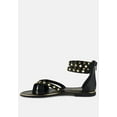 thumbnail image 4 of EMMETH Studs Embellished Black Flat Gladiator Sandals, 4 of 7