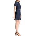 thumbnail image 4 of INSPIRE CHIC Women's Denim Collared Short Sleeve Summer A-line Dress Dark Blue XS, 4 of 6