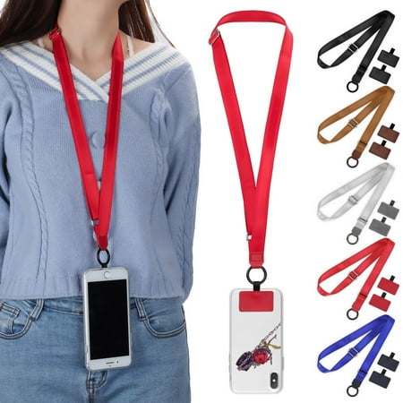 Deago 5 Pieces Phone Lanyard Universal Crossbody Cell Phone Lanyards Nylon Patch Adjustable Shoulder Neck Strap Compatible with Most Smartphones