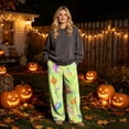 thumbnail image 2 of QWKLEAJ Halloween Pajama Pants Women Flannel Sleepwear Lounge Pants Loose Fit Elastic Waist Sleep Pants Holiday Party Casual Trousers Cute Pumpkin Ghost Print Nightwear, 2 of 6