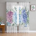thumbnail image 3 of Sheer Curtains 72 inches Long, Summer Hydrangea Floral Eucalyptus Leaves Butterfly Grey Plaid Light Filtering Sheer Window Curtains Rod Pocket Voile Drapes for Living Room, 52"Wx72"L 2 Panels, 3 of 7