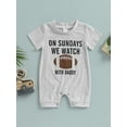 thumbnail image 3 of Miaouyo Infant Baby Boys Summer Casual Romper Short Sleeve Round Neck Letter and Rugby Print Jumpsuit,0-18 Months, 3 of 9