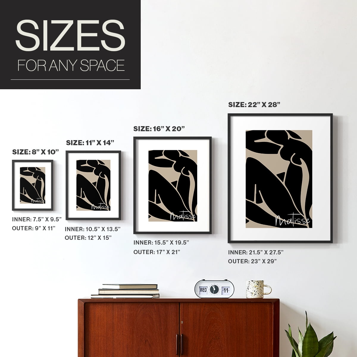 Matisse CCCIII in Black Solid Wood 16 x 20 Framed Print