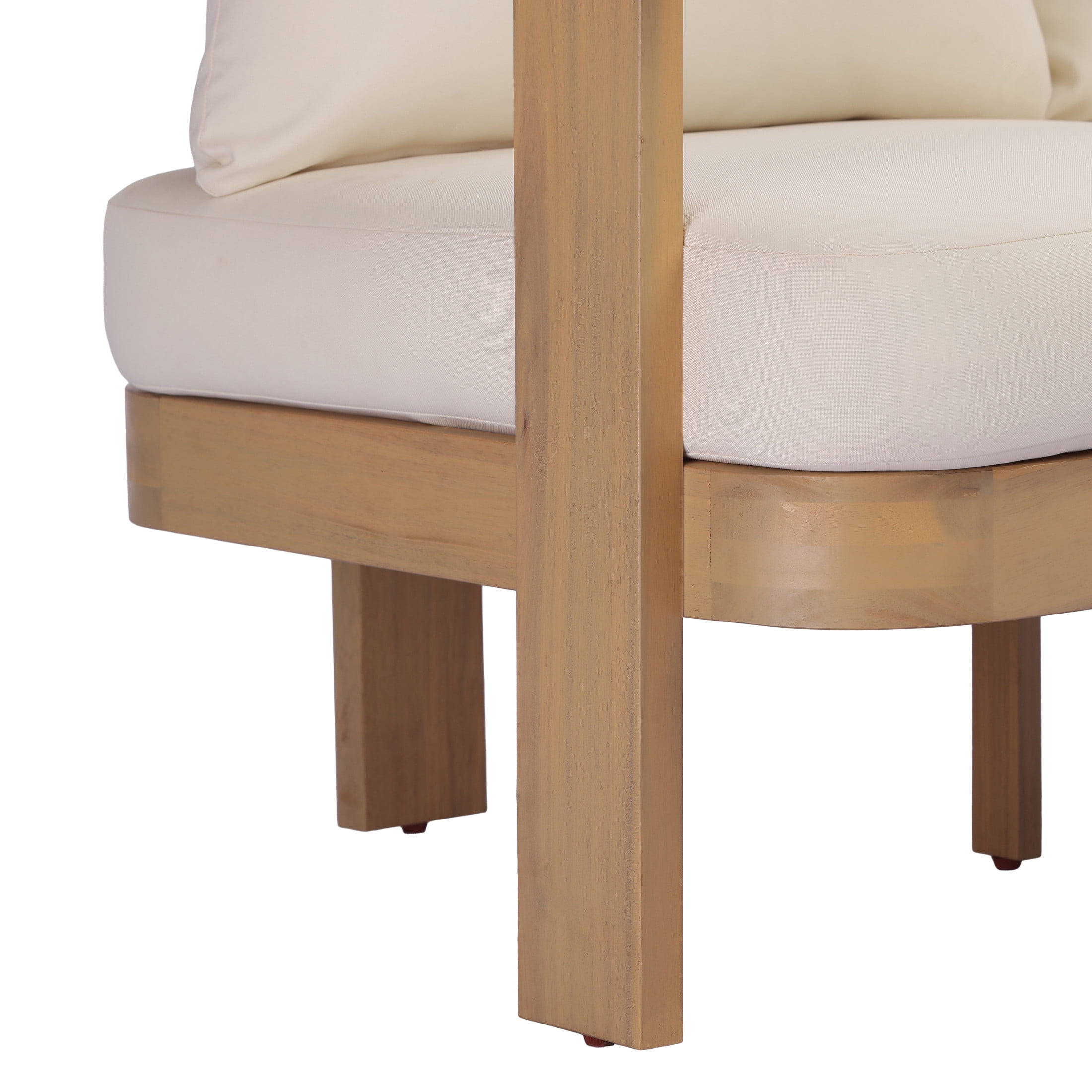 Christopher Knight Home 76.77" Outdoor Acacia Wood 3-Seater Sofa with Cushions, Light Teak + Cream