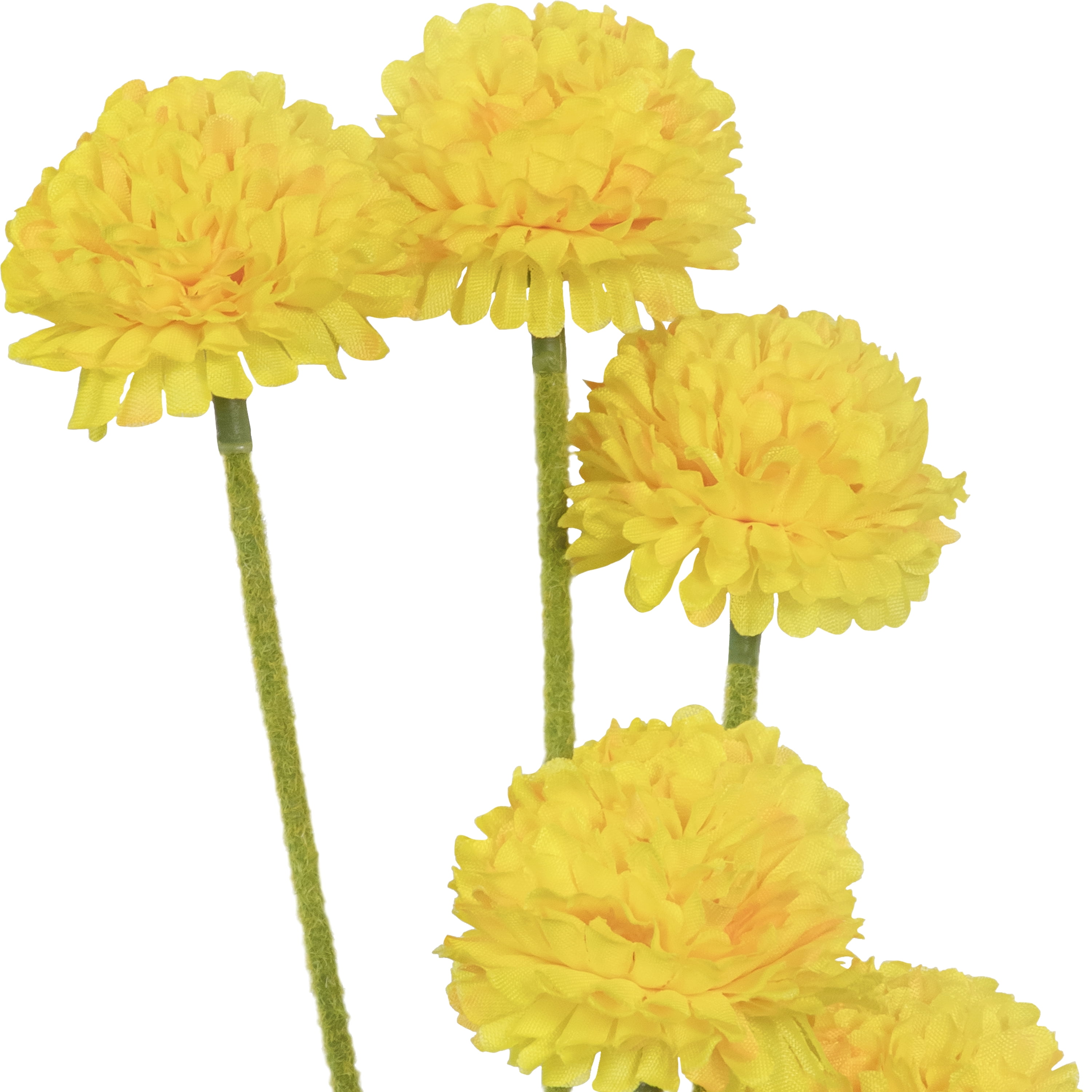 26-inch Artificial Silk Yellow 5 Heads Ball Mum Long Stem, for Indoor Use, by Mainstays, Set of 8