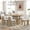 Natural, variant on Euroco 7-Piece Dining Table Set for 6, 59" Kitchen Table Set with 6 Upholstered Chairs and Wooden Frame,Retro Dining Set for Kitchen,Perfect for Small Space, Grey