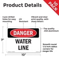 thumbnail image 2 of Water Line OSHA Danger Aluminum Sign 10 Inch x 7 Inch - 10 Pack, 2 of 8