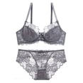 thumbnail image 1 of Conjunto de sujetador de una pieza de encaje sexy para mujer, cómodo, fino y de talla grande, 1 of 6
