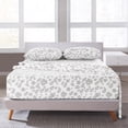 thumbnail image 3 of Lux Decor King Microfiber Bed Sheets - 4 Piece Floral Sheet Set, Soft Breathable Bedding, Wrinlkle Resistant, OEKO-TEX Certified, White-Grey, 3 of 11
