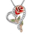 thumbnail image 1 of Heart Rose Necklace For Women Cubic Zirconia Love Pendant Necklace, Rose Pendant With Jewelry Box Birthday Gifts For Mom Wife Mothers Day Giftno Box--, 1 of 5