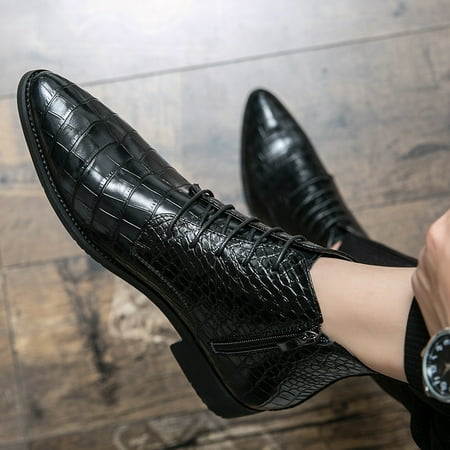 

Men‘s Crocodile Embossed Pointed Toe Oxford Derby Style Formal Dress Shoes For Wedding Party