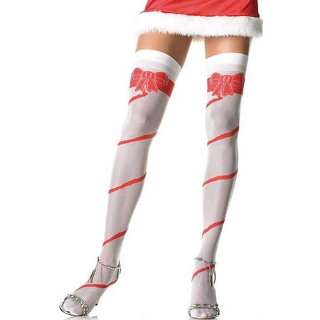 Candy Cane Striped Thigh Highs