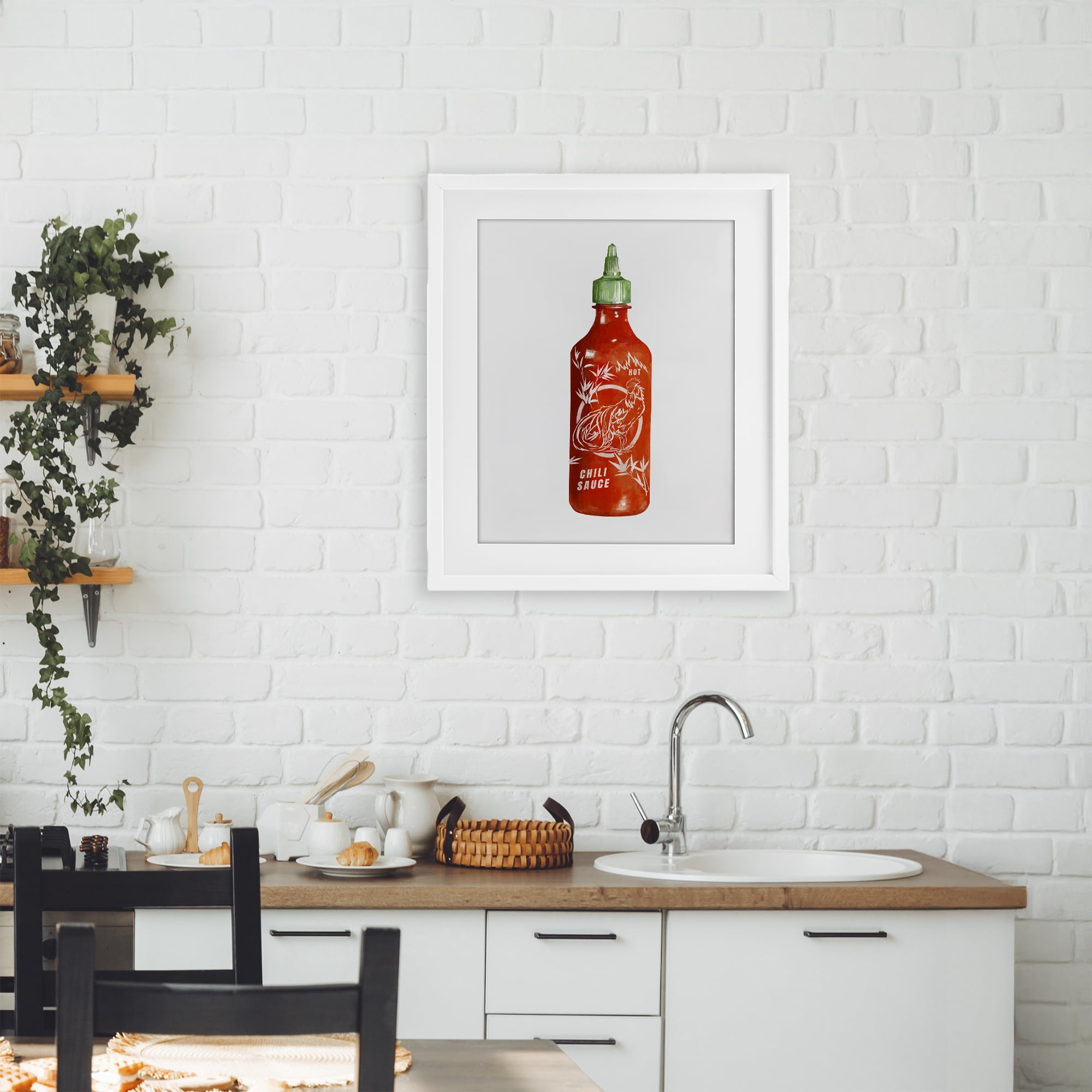 Stupell Industries Iconic Hot Sauce Bottle White Framed Print Under Glass, design by Rylen McNett