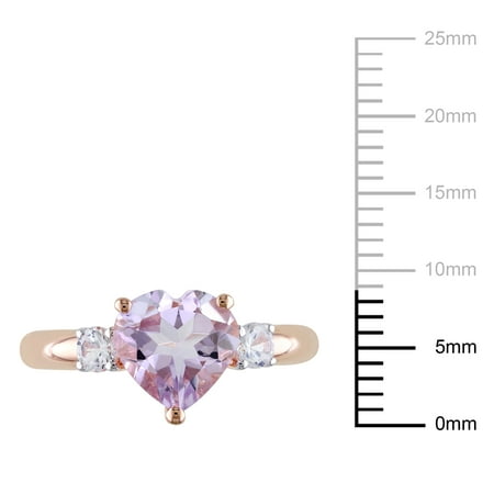 2 Carat T.G.W. Rose de France and Created White Sapphire Rose-Plated Sterling Silver Ring