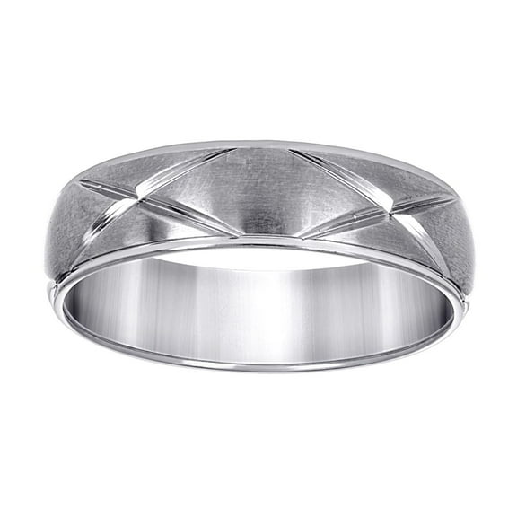 Stainless Steel Mens Laser Cut Brushed Finish Band Comfort-fit Fashion Band Ring 6mm Wide Size 12 Wedding Band for Men