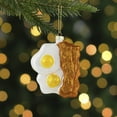 thumbnail image 2 of 3.75" Eggs and Bacon Glittered Glass Christmas Hanging Ornament, 2 of 6