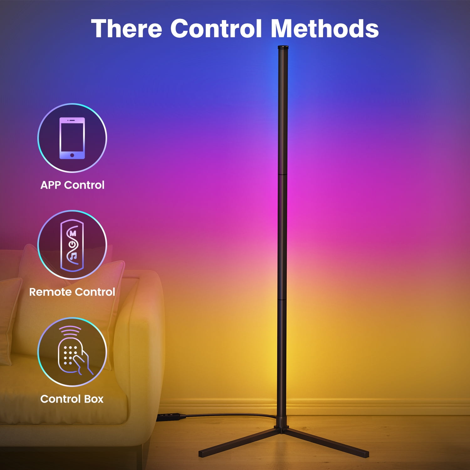 New Bee 49" Gaming APP and Remote Control Aluminum Alloy Corner Floor Lamp (2 Count)