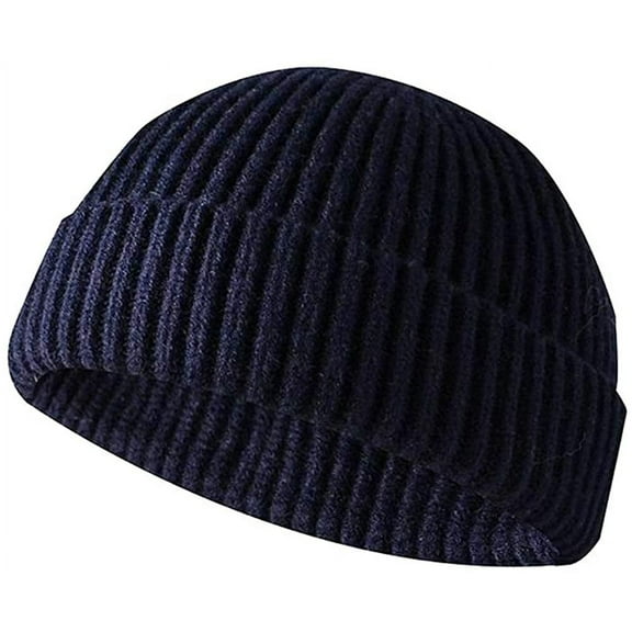 Morttic Trawler Beanie Watch Hat Roll-up Edge Skullcap Fisherman Beanie for Men Women(Navy)