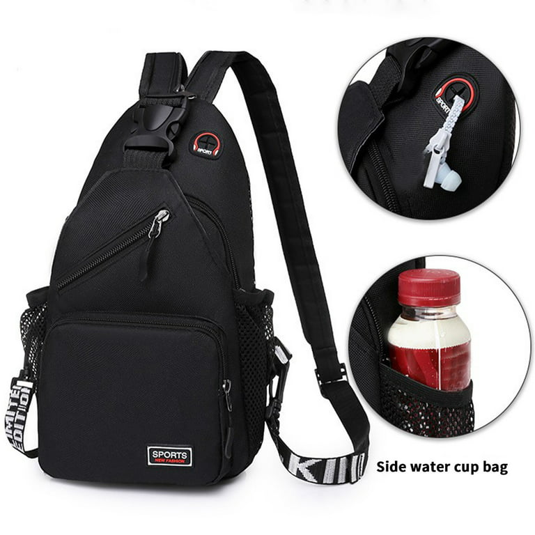 Waterproof Zipper Lock Changeable Shoulder/Double Shoulder Strap Bag  Messenger Backpack With Headphone Hole With 2 Side Mesh Pockets Strap  Backpack