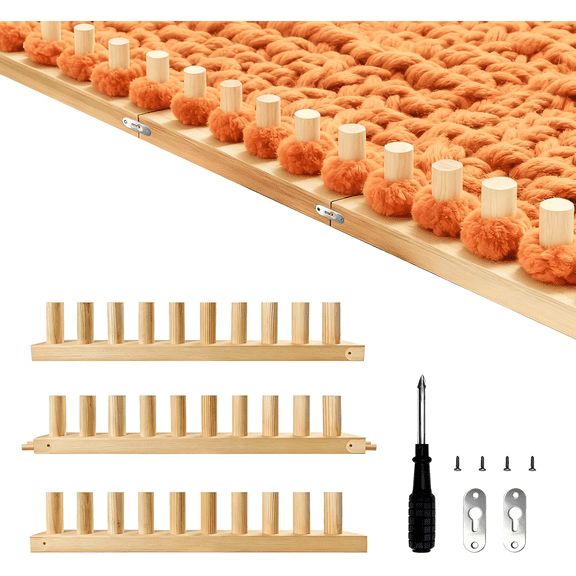 Chunky Blanket Loom 46 Inch, Adjustable Wooden Knitting Loom for Blanket, No Needles Required Hand Knitting Kit for DIY Yarn Craft Home Decor Stress Relief Beginner
