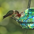 thumbnail image 3 of Wild Wings Artisan Glass Solar-Powered Illuminated Top Fill Hummingbird Feeder 16 oz, Blue Spring Rain, 3 of 13