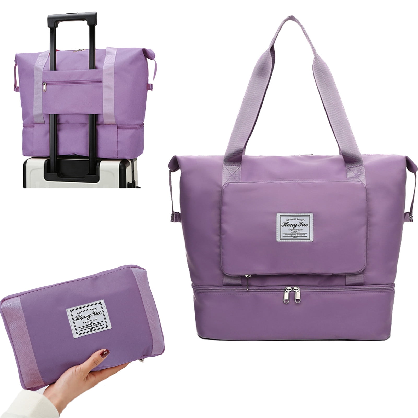 PAVEOS Small Gym Bag Gym Bag with Separate Shoe Compartment, Sports and Weekend Travel Bag, Men and Women's Large Capacity Lightweight Overnight Bag Duffle Bag Women Purple