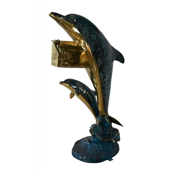 Nifao Two Dolphins Mailbox Made of Bronze Statue – Bronze Statue, Nautical Decor, 48"L x 31"W x 68"H
