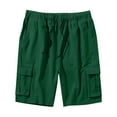 thumbnail image 4 of Ecqkame Men's Stretch Cargo Shorts Summer Casual Classic Outdoor Short Elastic Waist Drawstring Work Short with Multi Pockets 03-Green L, 4 of 6