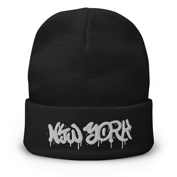 New York Embroidered Beanie (Black)